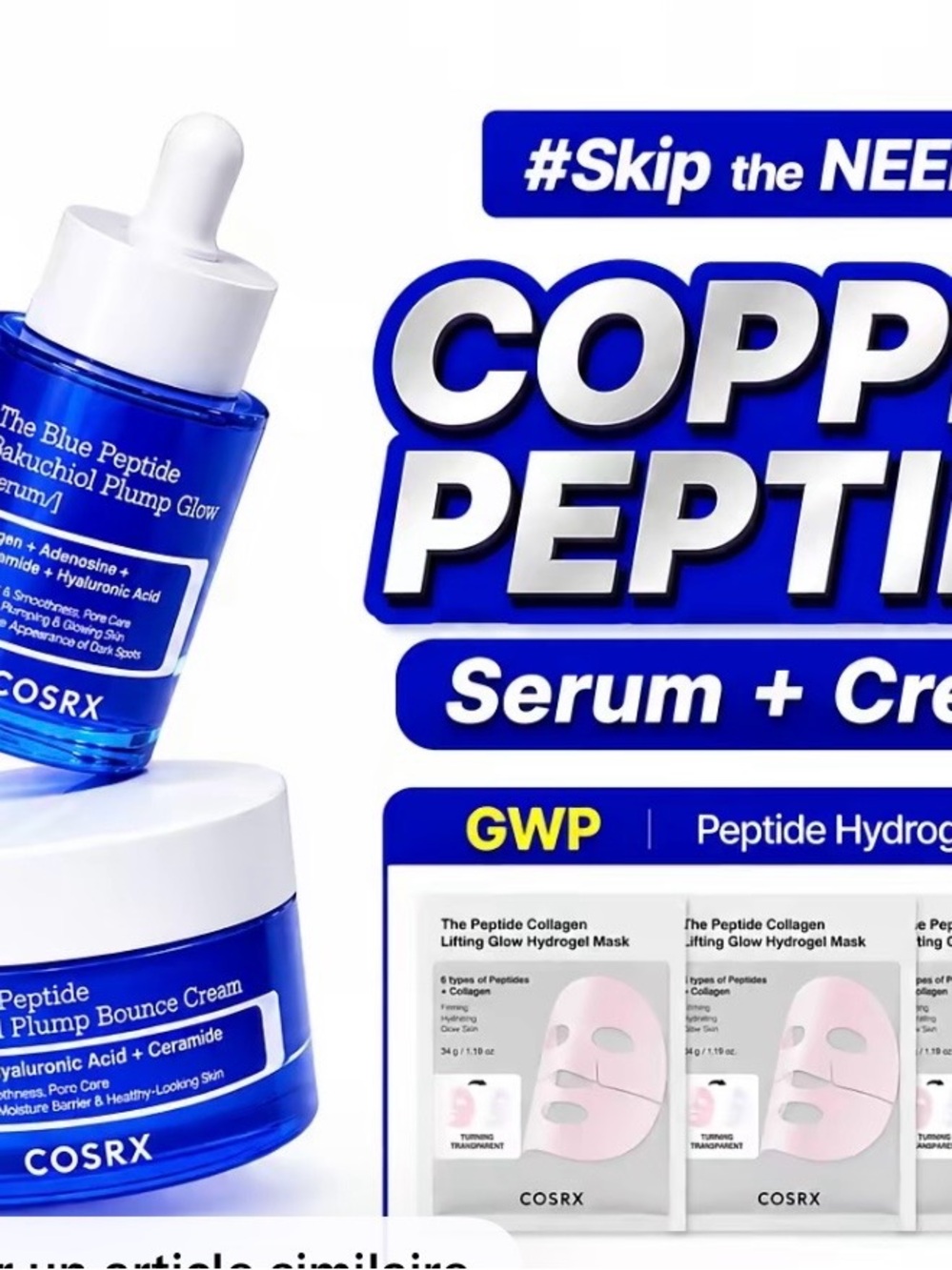 COSRX  Blue Peptide Bakuchiol Plump Glow Serum & Cream Set - Blue White